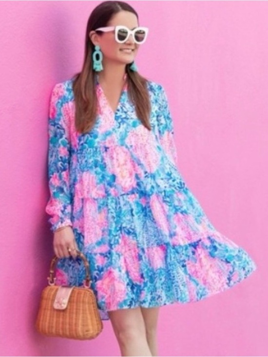 Lilly Pulitzer Dresses & Skirts - Lilly Pulitzer Sarita Coastal Sway With Me Shimmer Dress 0 babydoll beach